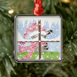Tabby Cat mit Blick aus dem Fenster Premium-Orname Ornament Aus Metall