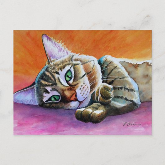 Tabby Cat mit Smooshy-Gesicht Postkarte (Vorderseite)