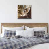 Tabby Cat Nah Up Wrapped Canvas Leinwanddruck (Insitu (Schlafzimmer))