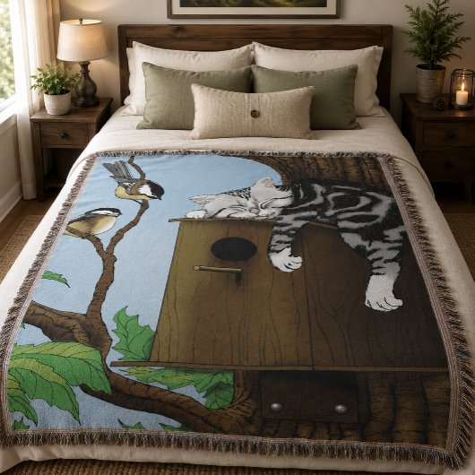 Tabby Cat Napping Birdhouse Decke