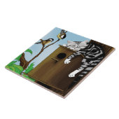 Tabby Cat Napping Birdhouse Fliese (Seite)