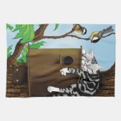 Tabby Cat Napping Birdhouse Geschirrtuch (Horizontal)