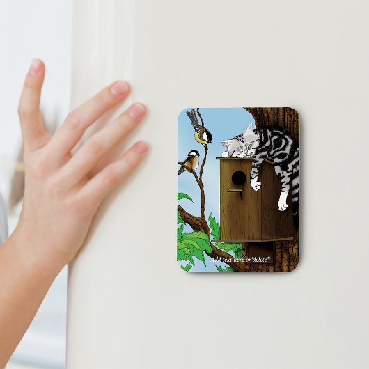 Tabby Cat Napping Birdhouse Magnet