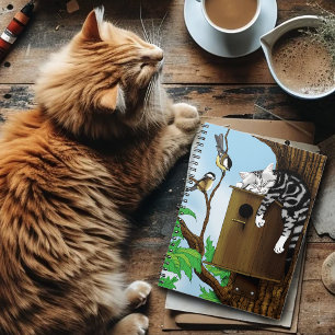Tabby Cat Napping Birdhouse Notizblock