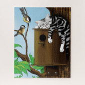 Tabby Cat Napping Birdhouse Puzzle (Vertikal)