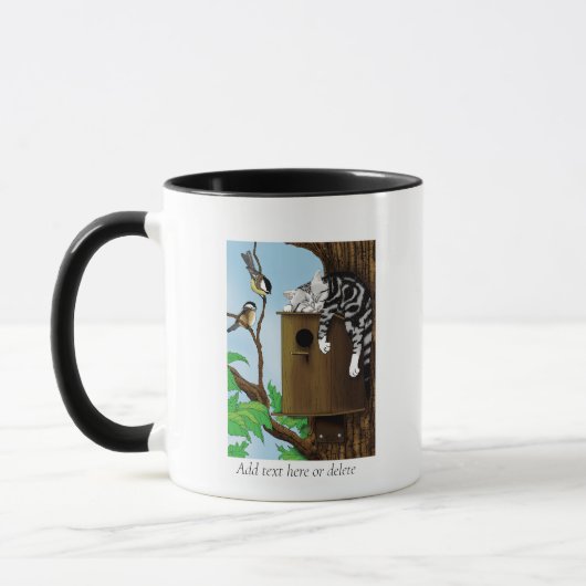 Tabby Cat Napping Birdhouse Tasse (Links)