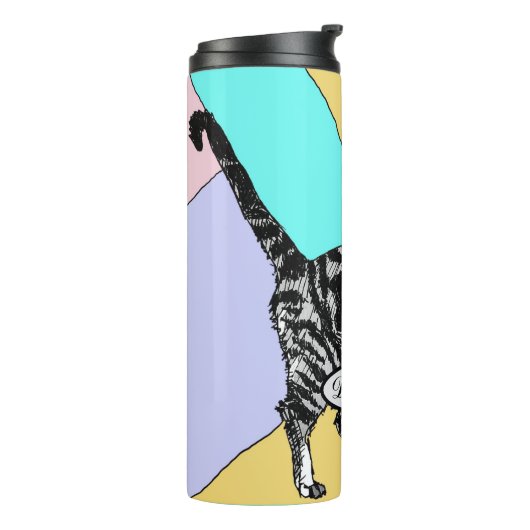 Tabby Cat Niedlich Katzen Pastell Wasserfarben Kun Thermosbecher (Nach links gedreht)