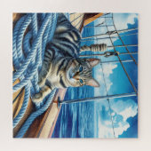 Tabby Cat On Boat Ropes Puzzle (Horizontal)
