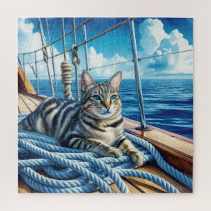 Tabby Cat On Boat Ropes Puzzle