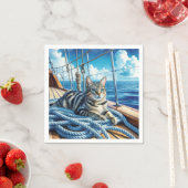 Tabby Cat On Boat Ropes Serviette (Beispiel)