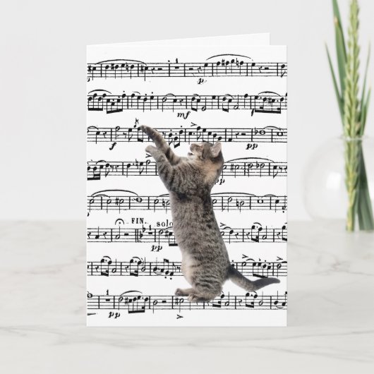 Tabby Cat On Music Geburtstag Karte (Vorderseite)