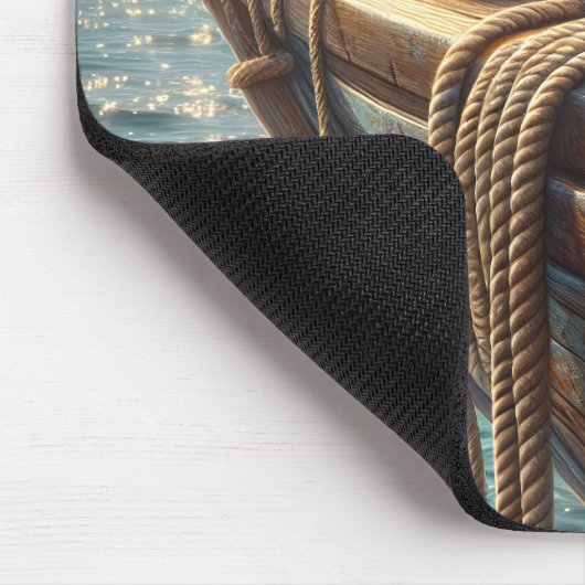 Tabby Cat On Nautical Ropes Mousepad (Ecke)
