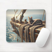Tabby Cat On Nautical Ropes Mousepad (Mit Mouse)