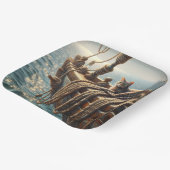 Tabby Cat On Nautical Ropes Pappteller (Gewinkelt)