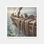 Tabby Cat On Nautical Ropes Serviette (Vorderseite)