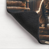 Tabby Cat on Old Library Books Mousepad (Ecke)