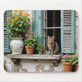 Tabby Cat On Old Window Ledge Mousepad (Vorne)