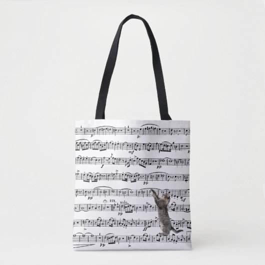 Tabby Cat On Sheet Music Tasche (Vorderseite)