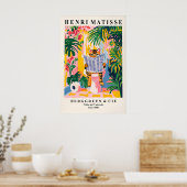 Tabby Cat on Toilet Art Print Funny Matisse Style Poster (Küche)