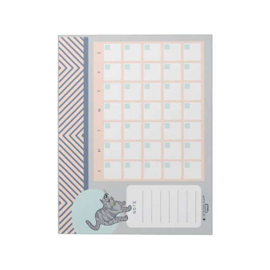Tabby Cat Open Dated Desk Calendar Notepad Notizblock (Rotiert)