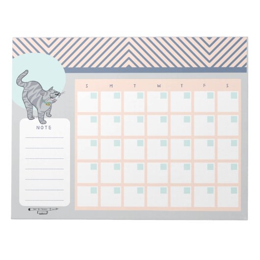 Tabby Cat Open Dated Desk Calendar Notepad Notizblock (Vorderseite)