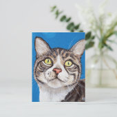 Tabby Cat Painting Postkarte (Stehend Vorderseite)