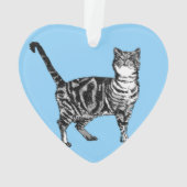 Tabby Cat Pastel Blue Frohe Weihnachtsdekoration Ornament (Rückseite)