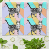 Tabby Cat Pastellfarben Teetuch Geschirrtuch (Gefaltet)