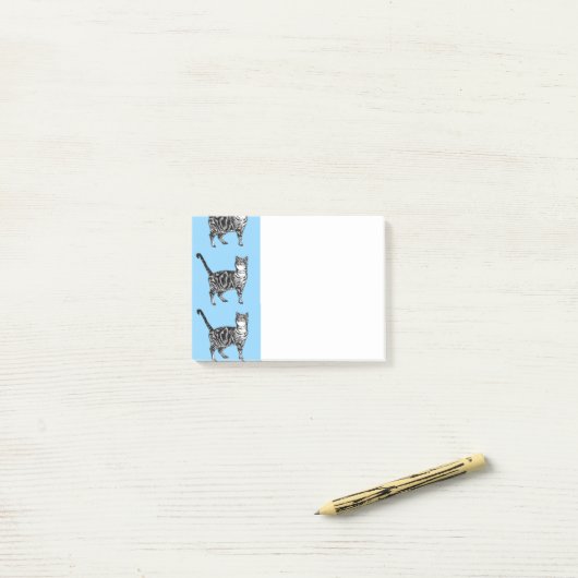 Tabby Cat Pattern Blaue Katzen Post it Notes Post-it Klebezettel (Auf Schreibtisch)