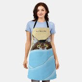 Tabby Cat Peeking Blue Fantasy Schürze (Getragen)