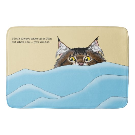 Tabby Cat Peeking Blue Funny Badematte (Vorderseite)