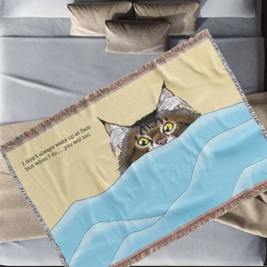 Tabby Cat Peeking Blue Funny Decke
