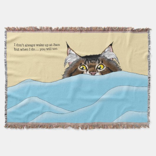 Tabby Cat Peeking Blue Funny Decke (Vorderseite)