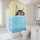 Tabby Cat Peeking Blue Funny Duschvorhang (Beispiel)