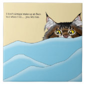 Tabby Cat Peeking Blue Funny Fliese (Vorderseite)