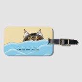 Tabby Cat Peeking Blue Funny Gepäckanhänger (Vorderseite (Horizontal))