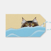 Tabby Cat Peeking Blue Funny Geschenkanhänger (Vorderseite (Horizontal))