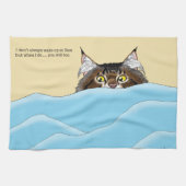 Tabby Cat Peeking Blue Funny Geschirrtuch (Horizontal)