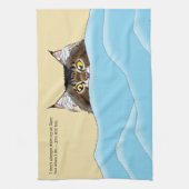 Tabby Cat Peeking Blue Funny Geschirrtuch (Vertikal)