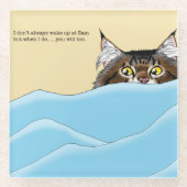 Tabby Cat Peeking Blue Funny Glasuntersetzer (Vorderseite)