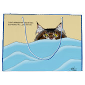 Tabby Cat Peeking Blue Funny Große Geschenktüte (Rückseite)