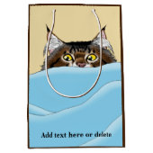 Tabby Cat Peeking Blue Funny Mittlere Geschenktüte (Vorderseite)