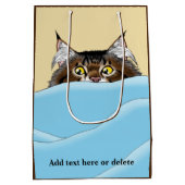 Tabby Cat Peeking Blue Funny Mittlere Geschenktüte (Rückseite)