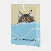 Tabby Cat Peeking Blue Funny Ornament Aus Glas (Vorderseite links)