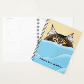 Tabby Cat Peeking Blue Funny Planer (Anzeige)