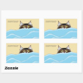 Tabby Cat Peeking Blue Funny Rechteckiger Aufkleber (Blatt)