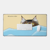 Tabby Cat Peeking Blue Funny Schreibtischunterlage (Tastatur & Maus)