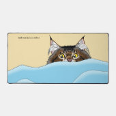 Tabby Cat Peeking Blue Funny Schreibtischunterlage (Vorderseite)
