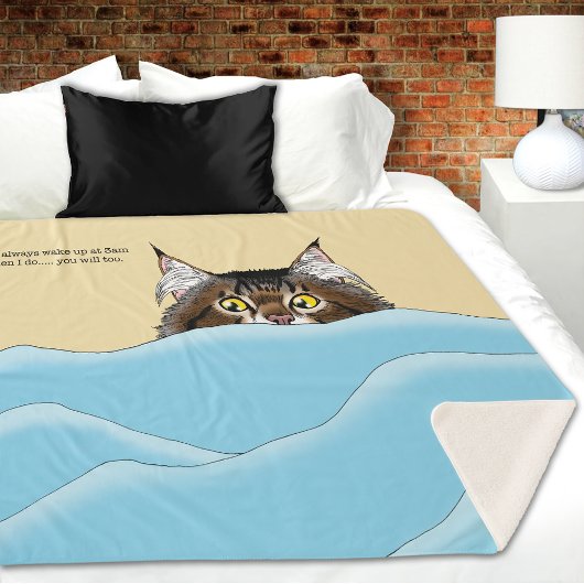 Tabby Cat Peeking Blue Funny Sherpadecke