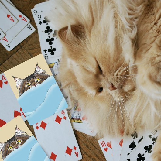Tabby Cat Peeking Blue Funny Spielkarten